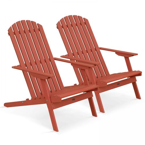 Lot De 2 Fauteuils Pliant Inclinables En Bois D'eucalyptus Terracotta