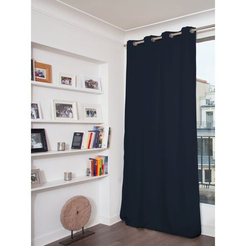 Rideau Occultant Total Velours Oeillets Bleu Mc412 135x260
