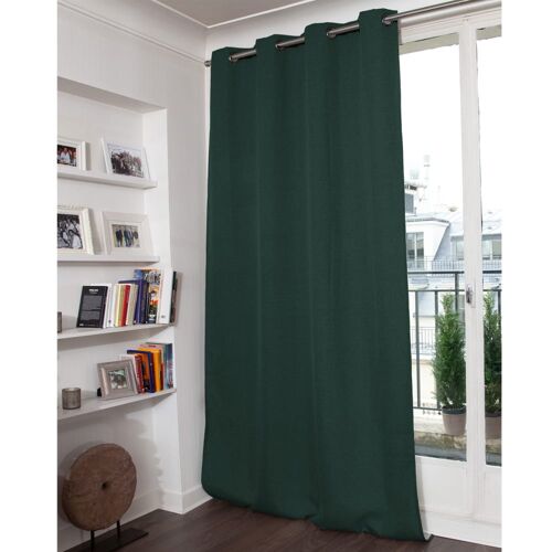 Rideau Occultant Total Effet Lin Oeillets Vert Mc228 130x260