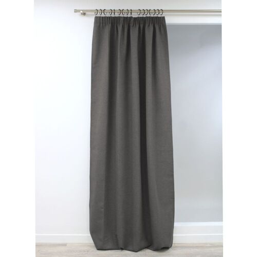 Rideau Occultant Total Effet Lin Galon Fronceur Gris Mc740 130x260