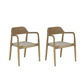 Lot De 2 Fauteuils De Jardin En Teck Massif Et Cordage