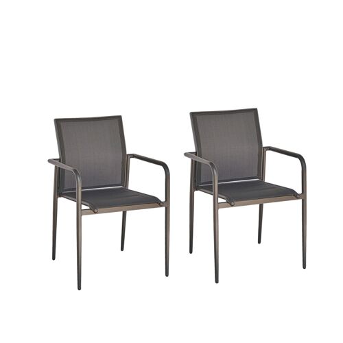 Lot De 2 Fauteuils En Aluminium Et Textilène Gris