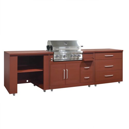 Cuisine d'extérieur 3 modules avec barbecue brique