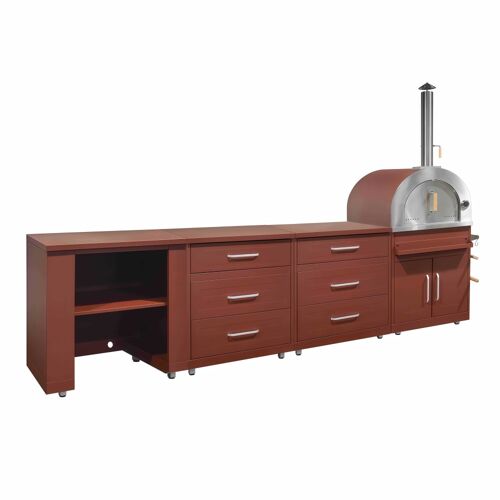 Cuisine d'extérieur 4 éléments avec four à  pizza brique