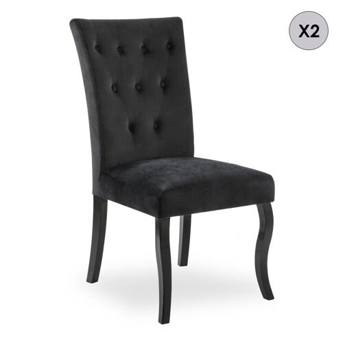 Lot de 2 chaises capitonnées en velours noir