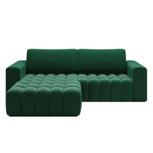 Canapé d'angle gauche convertible 4 places en velours vert