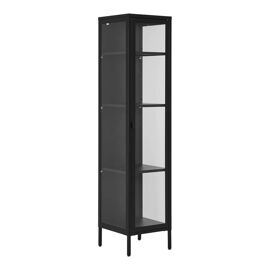 Vitrine 1 portes verre et métal noir h180cm