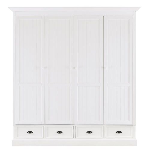Armoire 4 portes 4 tiroirs blanc L150