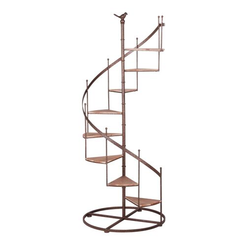 étagère escalier en sapin et métal effet rouille