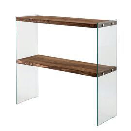 Console d'entrée bois / verre 2 plateaux