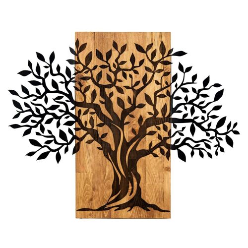 Décoration murale bois/métal - arbre de vie