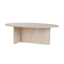 Table basse moderne ovale décor travertin