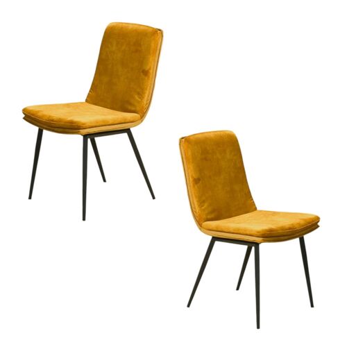Lot de 2 chaises de table double coussinage jaune moutarde