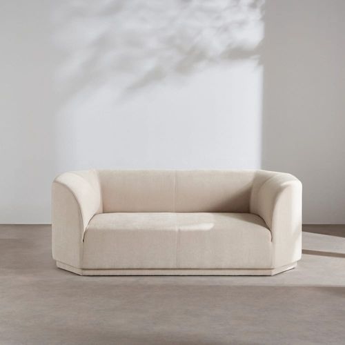 Canapé 2 places en textile tramé beige