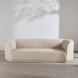 Canapé 3/4 places en textile tramé beige