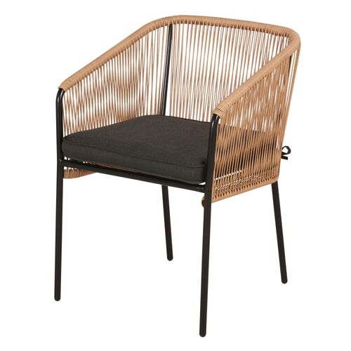Fauteuil À  Dîner De Jardin En Résine Recyclée Et Acier Noir