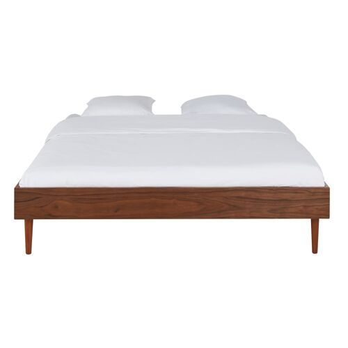 Lit vintage en bois de pin massif 160x200 avec sommier à  lattes