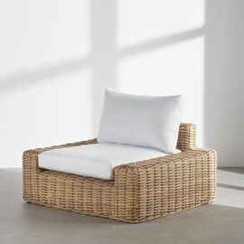 Fauteuil De Jardin En Résine Tressée Recyclée Imitation Rotin Et Coussins En Polyester Recyclé Écru