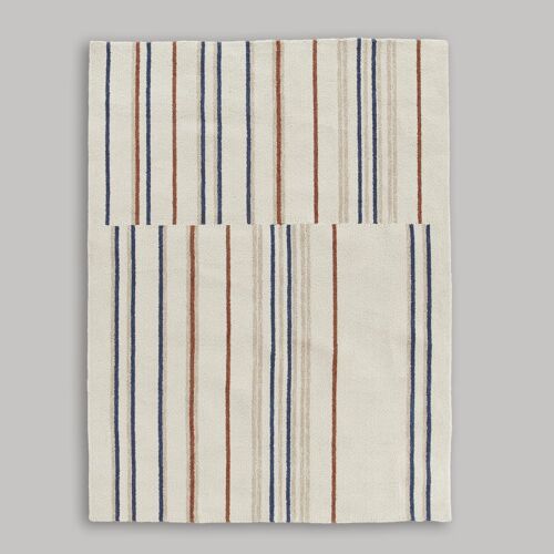 Tapis D'extérieur Motifs Écrus, Bleus Et Terracotta, 140x200 Cm