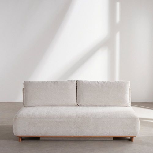 Canapé convertible 2/3 places en textile recyclé beige