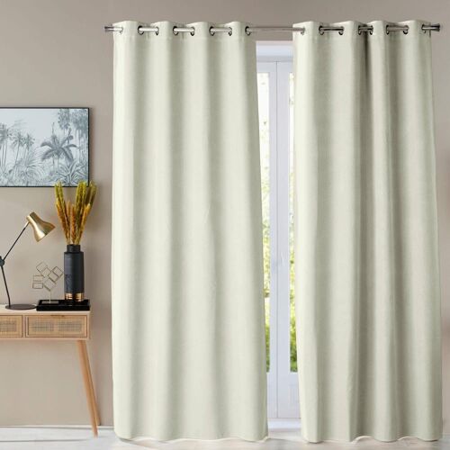 Rideau Occultant En Polyester Blanc Ivoire 140x180cm