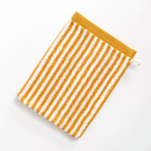 Lot De 2 Gants De Toilette 15x21 Jaune Ocre En Coton 450 G/M²