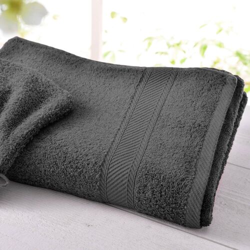 Drap De Bain En Coton Gris Foncé 100x150cm