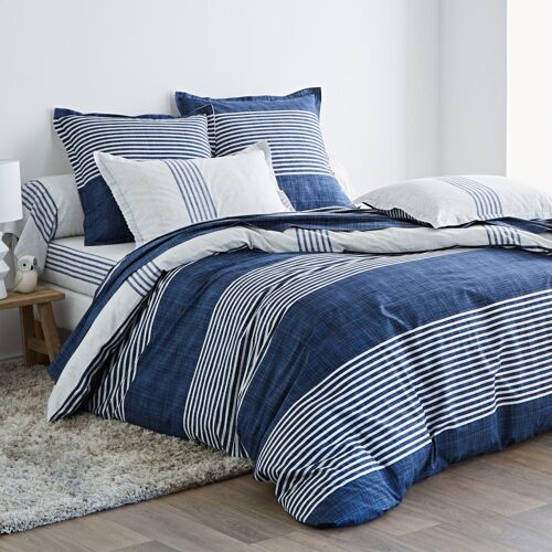 Housse De Couette En Coton Bleu Marine 260x240cm