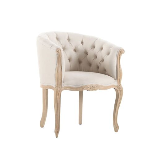 Fauteuil capitonné en lin