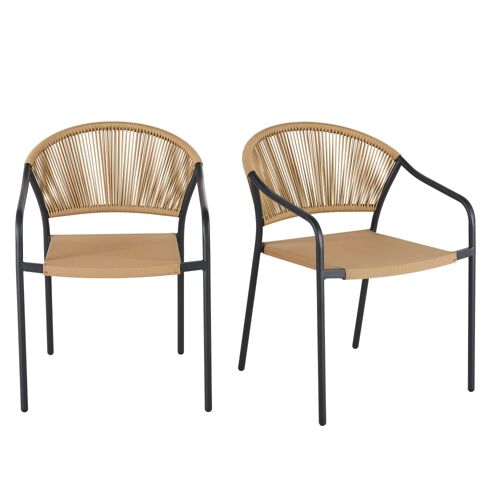 Chaises Professionnelles En Acier Gris Anthracite Et Beige (X2)