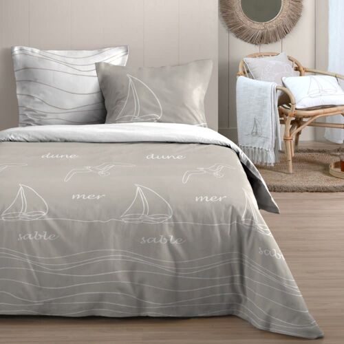 Parure De Couette 100% Coton 57 Fils Imprimée 240x220cm 2 Taies