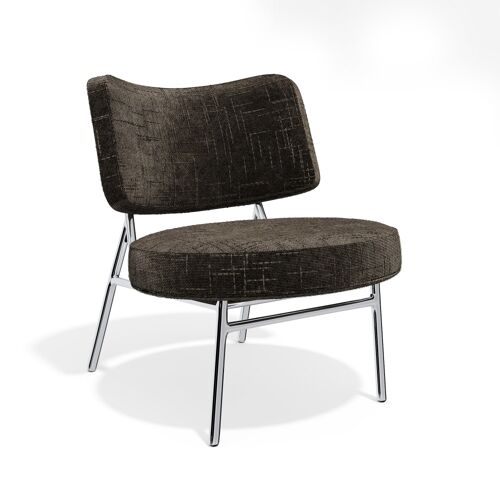 Fauteuil de salon velours tramé brun expresso
