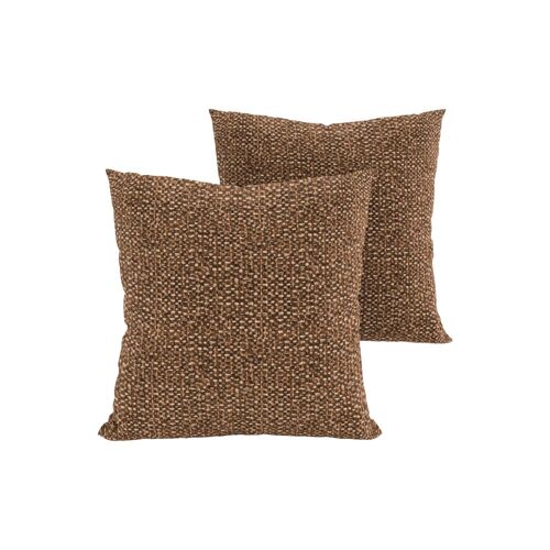 Lot de 2 coussins déco en tissu effet tweed caramel