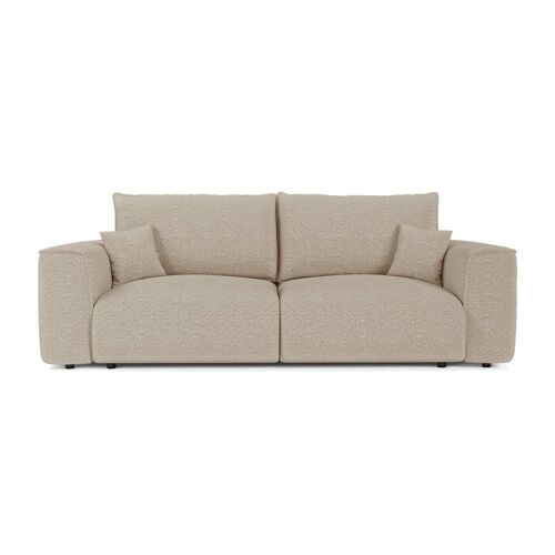 Canapé convertible express 3 places en tissu bouclette beige