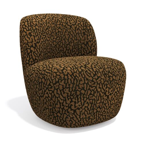 Fauteuil pivotant en tissu à  motif brun