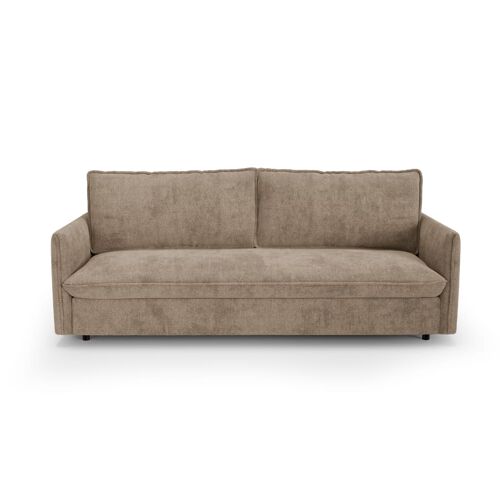 Canapé convertible express 3 places en tissu tramé taupe