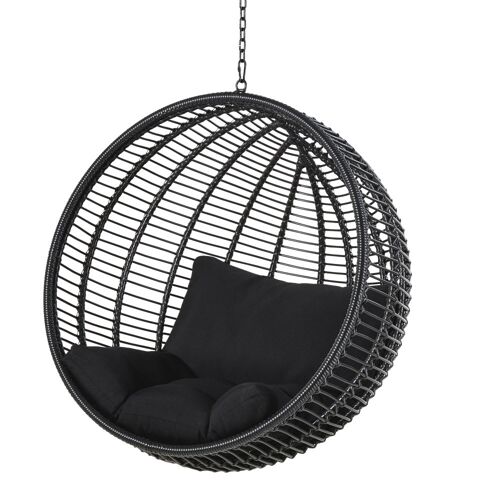 Fauteuil Suspendu Extérieur En Résine Noire (Pied Vendu Séparément)