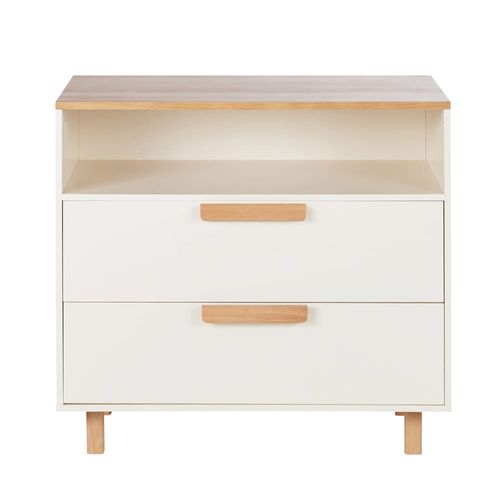 Commode 1 niche 2 tiroirs blanc crème L90