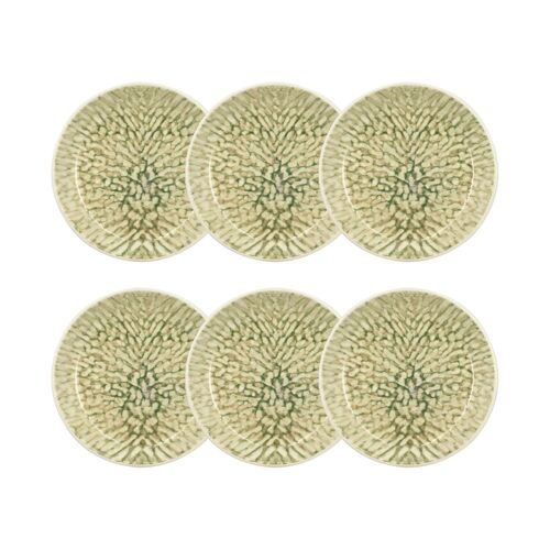 Lot De 6 Assiettes Creuses Vertes En Grès 20,5cm