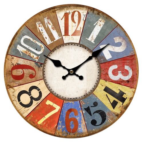 Horloge vintage multicolore 34cm