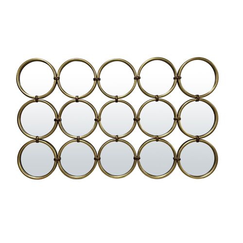 Miroir métal doré multi ronds 120x71.5cm