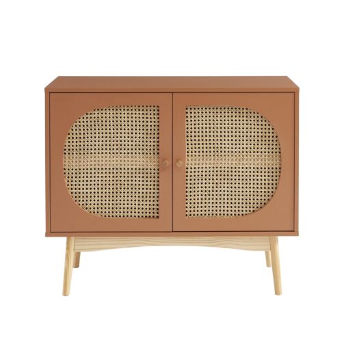 Buffet terracotta et cannage rotin 90cm