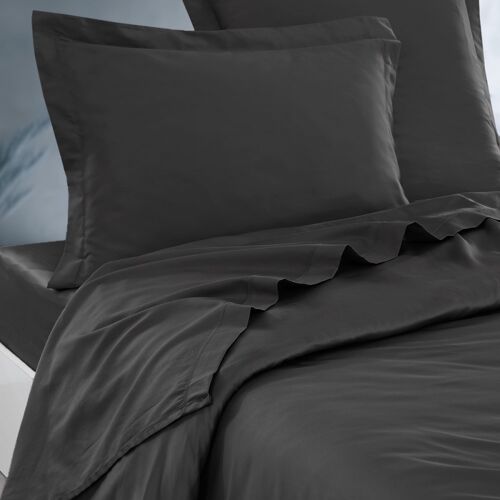 Parure Drap Plat + 2 Taies 65x65 Cm Anthracite 270x300 Cm