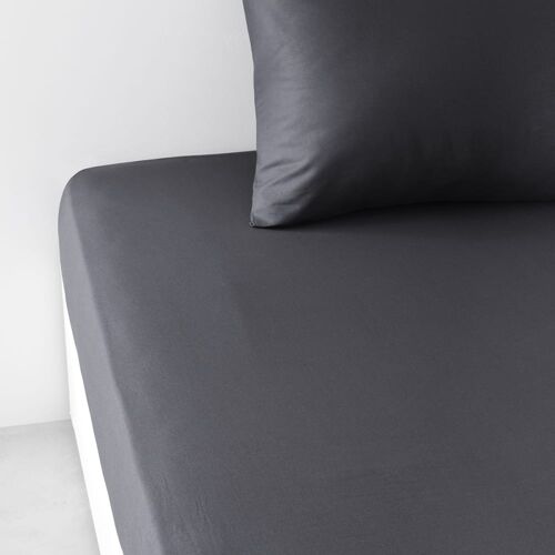 Drap Housse Grand Bonnet 140x200+30cm Gris Anthracite