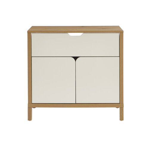 Meuble sous vasque effet chêne et portes blanches 80cm