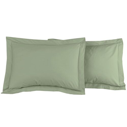 Lot De 2 Taies D'oreiller En Percale De Coton Sauge 50x70 Cm