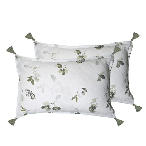 Lot De 2 Housses De Coussin Gaze De Coton Lichen 40x60 Cm