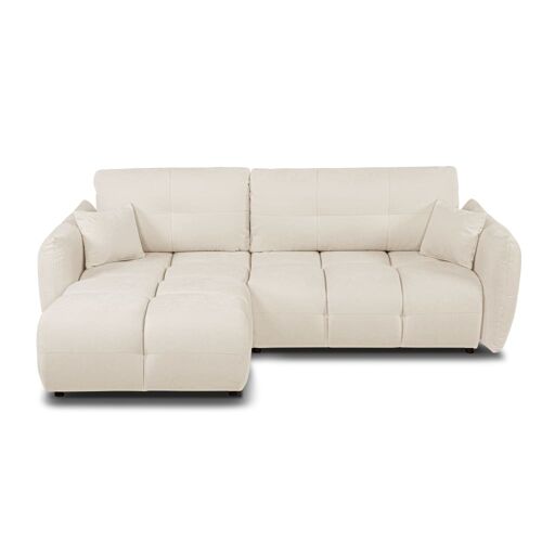 Canapé d'angle convertible en tissu 4 places ecru