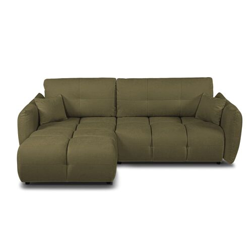 Canapé d'angle convertible en tissu 4 places vert kaki