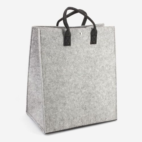 Panier à  linge gris feutre polyester 43x31x62 cm